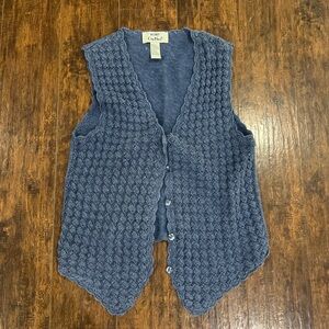 Koret Navy Blue Textured Knit Button-Front Sweater Vest